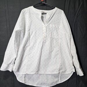 Loft multi polka-dot long sleeve button down size M